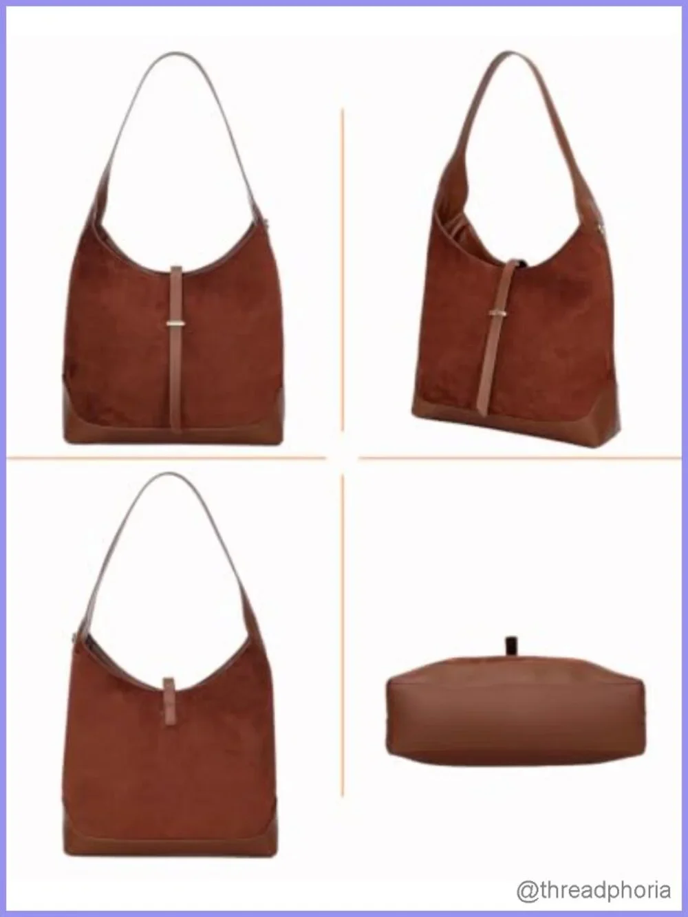 Faux Suede Retro Slouchy Hobo Shoulder Bag Tote for Women